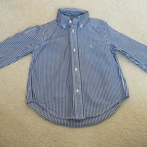 Ralph Lauren boy size 2/2T blue and white long sleeve button-down